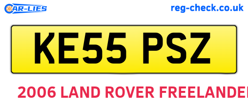 KE55PSZ are the vehicle registration plates.