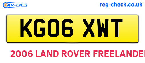 KG06XWT are the vehicle registration plates.