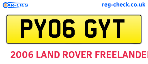 PY06GYT are the vehicle registration plates.