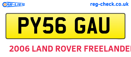 PY56GAU are the vehicle registration plates.