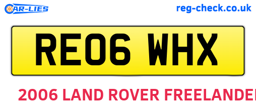 RE06WHX are the vehicle registration plates.