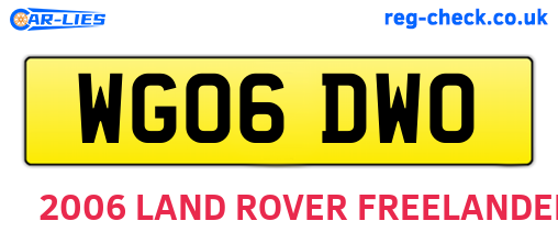 WG06DWO are the vehicle registration plates.