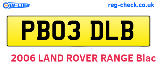 PB03DLB are the vehicle registration plates.