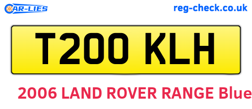 T200KLH are the vehicle registration plates.