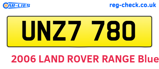 UNZ7780 are the vehicle registration plates.