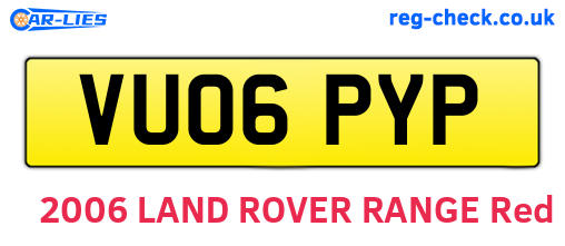 VU06PYP are the vehicle registration plates.