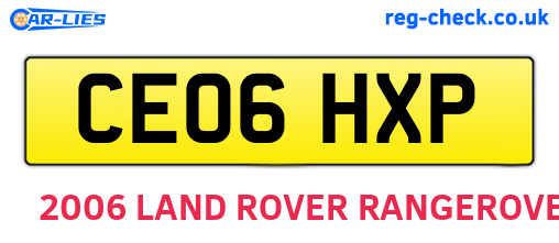 CE06HXP are the vehicle registration plates.