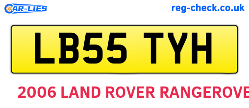 LB55TYH are the vehicle registration plates.