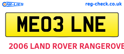 ME03LNE are the vehicle registration plates.