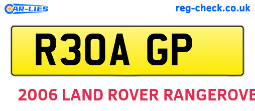R30AGP are the vehicle registration plates.