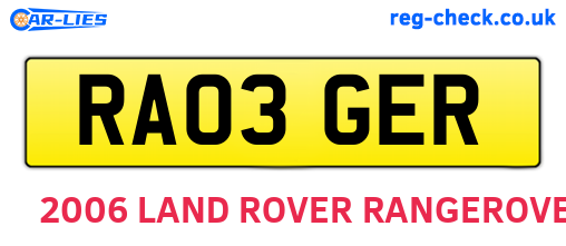 RA03GER are the vehicle registration plates.