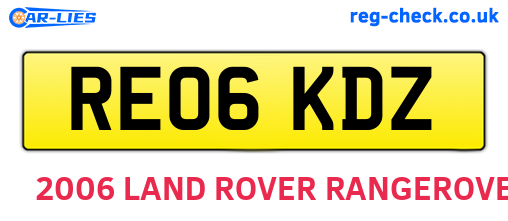 RE06KDZ are the vehicle registration plates.