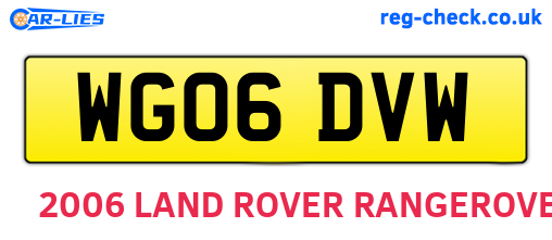 WG06DVW are the vehicle registration plates.