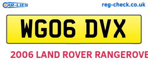 WG06DVX are the vehicle registration plates.