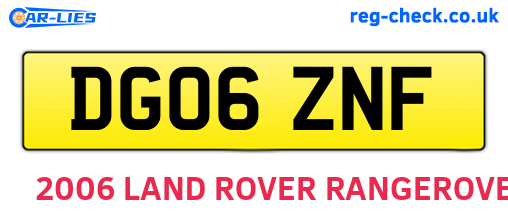 DG06ZNF are the vehicle registration plates.