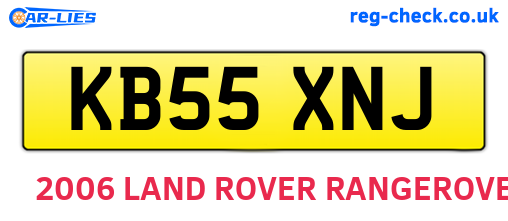 KB55XNJ are the vehicle registration plates.
