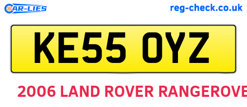 KE55OYZ are the vehicle registration plates.
