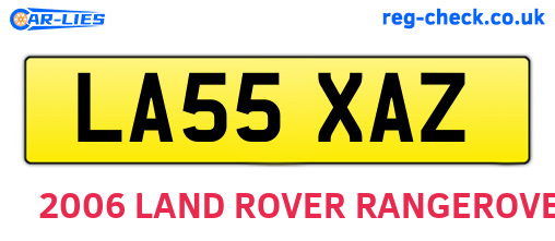 LA55XAZ are the vehicle registration plates.