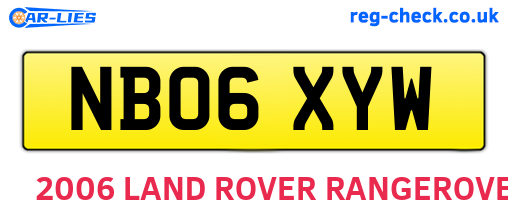 NB06XYW are the vehicle registration plates.