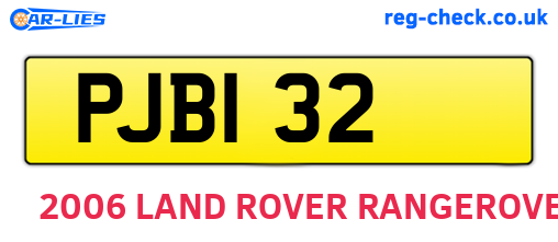 PJB132 are the vehicle registration plates.