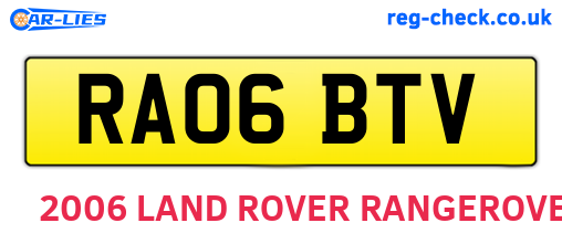 RA06BTV are the vehicle registration plates.