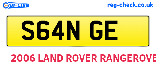 S64NGE are the vehicle registration plates.