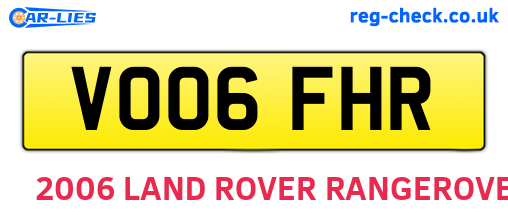 VO06FHR are the vehicle registration plates.