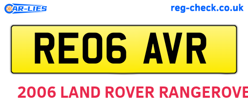 RE06AVR are the vehicle registration plates.