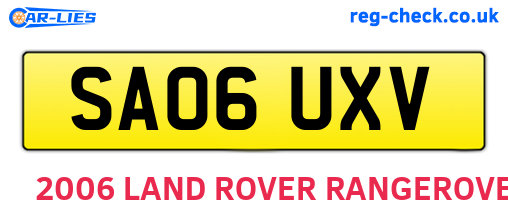 SA06UXV are the vehicle registration plates.