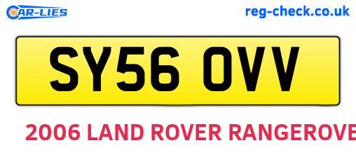 SY56OVV are the vehicle registration plates.