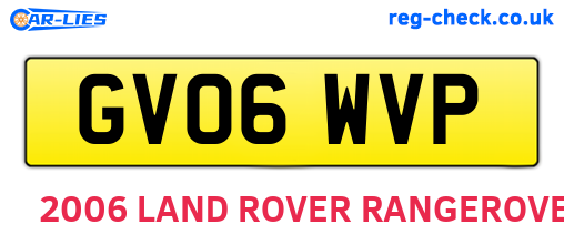 GV06WVP are the vehicle registration plates.