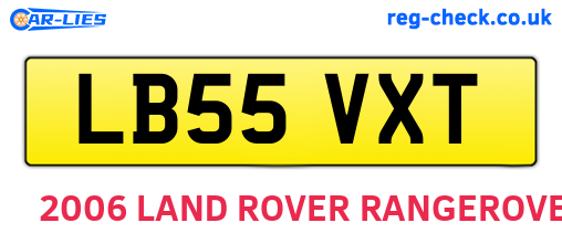 LB55VXT are the vehicle registration plates.