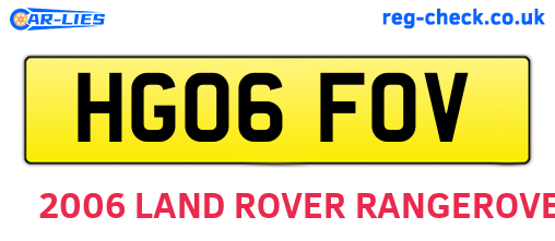 HG06FOV are the vehicle registration plates.