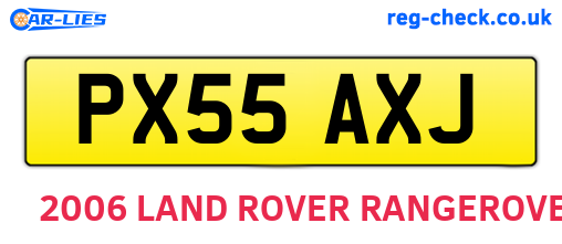 PX55AXJ are the vehicle registration plates.
