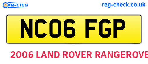 NC06FGP are the vehicle registration plates.