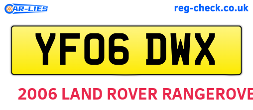 YF06DWX are the vehicle registration plates.