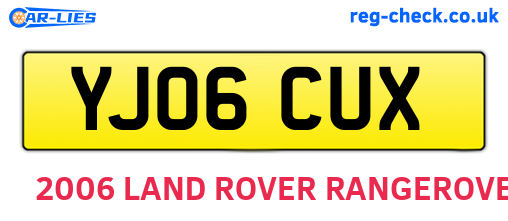 YJ06CUX are the vehicle registration plates.