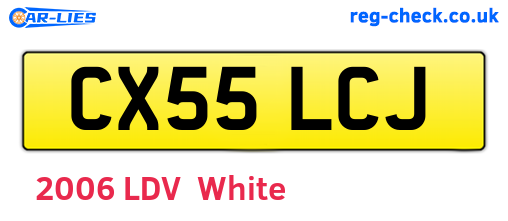 CX55LCJ are the vehicle registration plates.