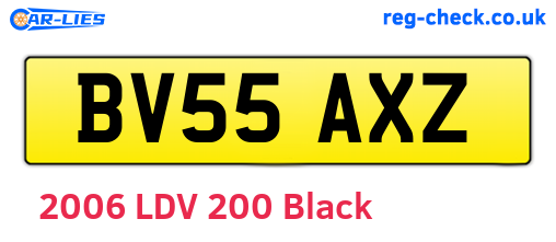 BV55AXZ are the vehicle registration plates.