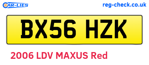 BX56HZK are the vehicle registration plates.