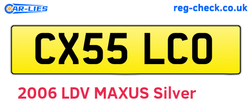 CX55LCO are the vehicle registration plates.