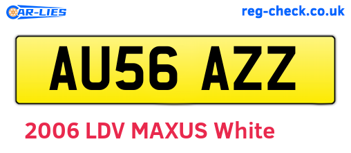 AU56AZZ are the vehicle registration plates.