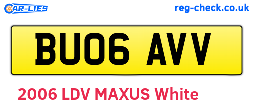 BU06AVV are the vehicle registration plates.