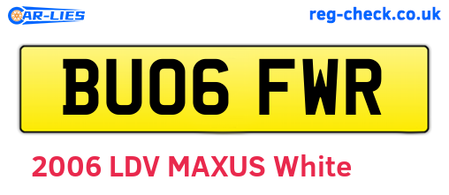 BU06FWR are the vehicle registration plates.