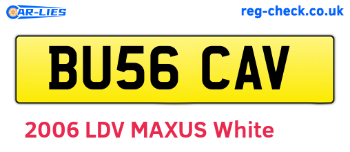 BU56CAV are the vehicle registration plates.