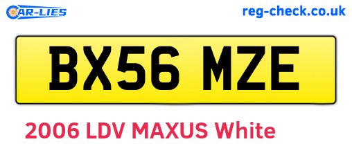 BX56MZE are the vehicle registration plates.