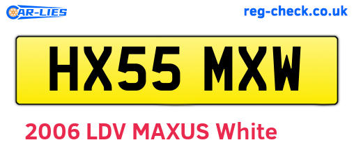 HX55MXW are the vehicle registration plates.