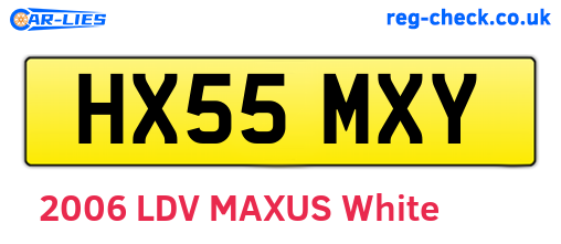 HX55MXY are the vehicle registration plates.
