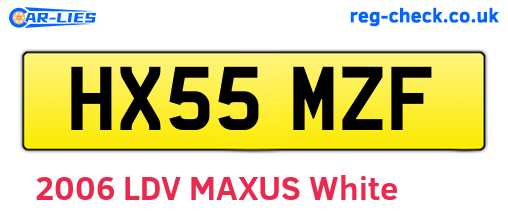 HX55MZF are the vehicle registration plates.