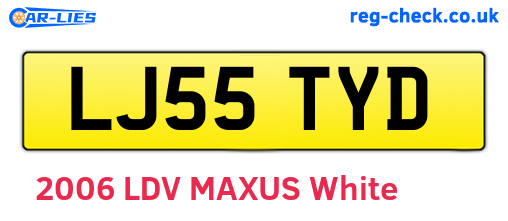 LJ55TYD are the vehicle registration plates.